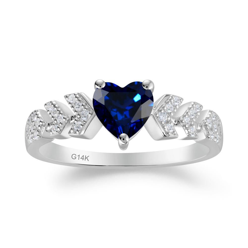 Cupid Inspired Heart Sapphire Wedding Ring - LUO Jewelry #metal_14k white gold