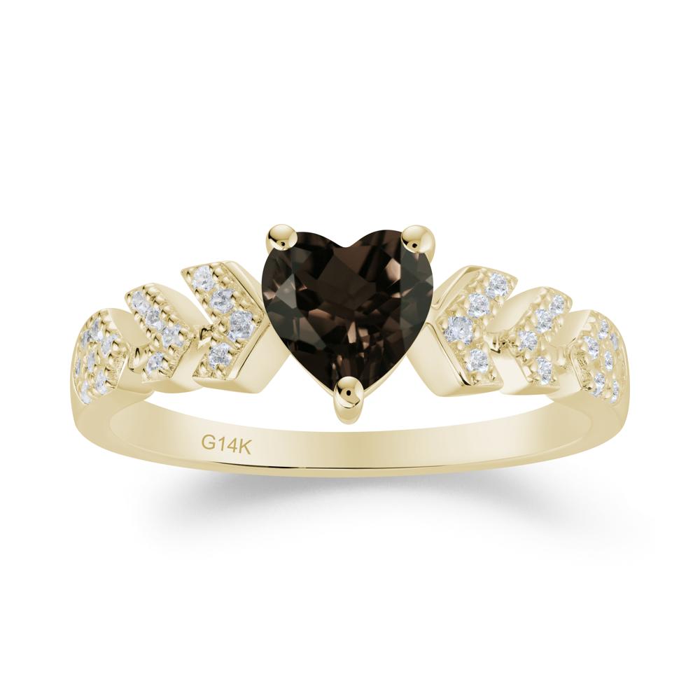 Cupid Arrow Heart Smoky Quartz Promise Ring - LUO Jewelry #metal_14k yellow gold