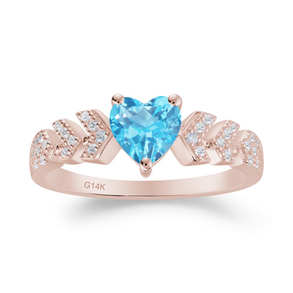 Cupid Inspired Heart Swiss Blue Topaz Wedding Ring - LUO Jewelry #metal_14k rose gold