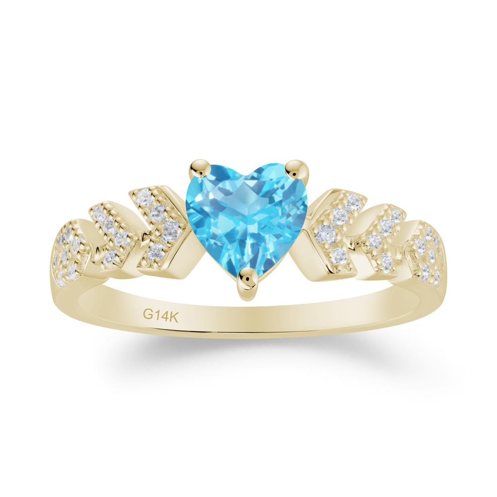 Cupid Inspired Heart Swiss Blue Topaz Wedding Ring - LUO Jewelry #metal_14k yellow gold