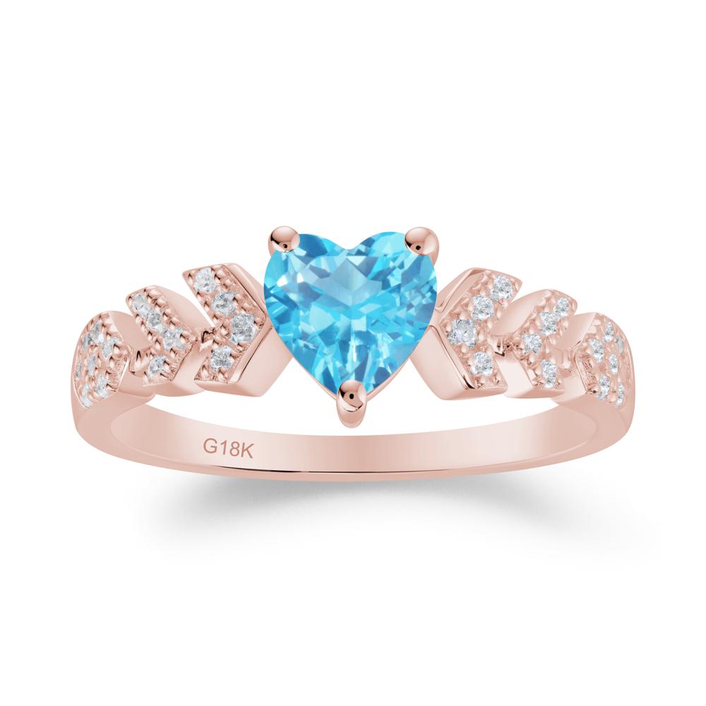 Cupid Inspired Heart Swiss Blue Topaz Wedding Ring - LUO Jewelry #metal_18k rose gold