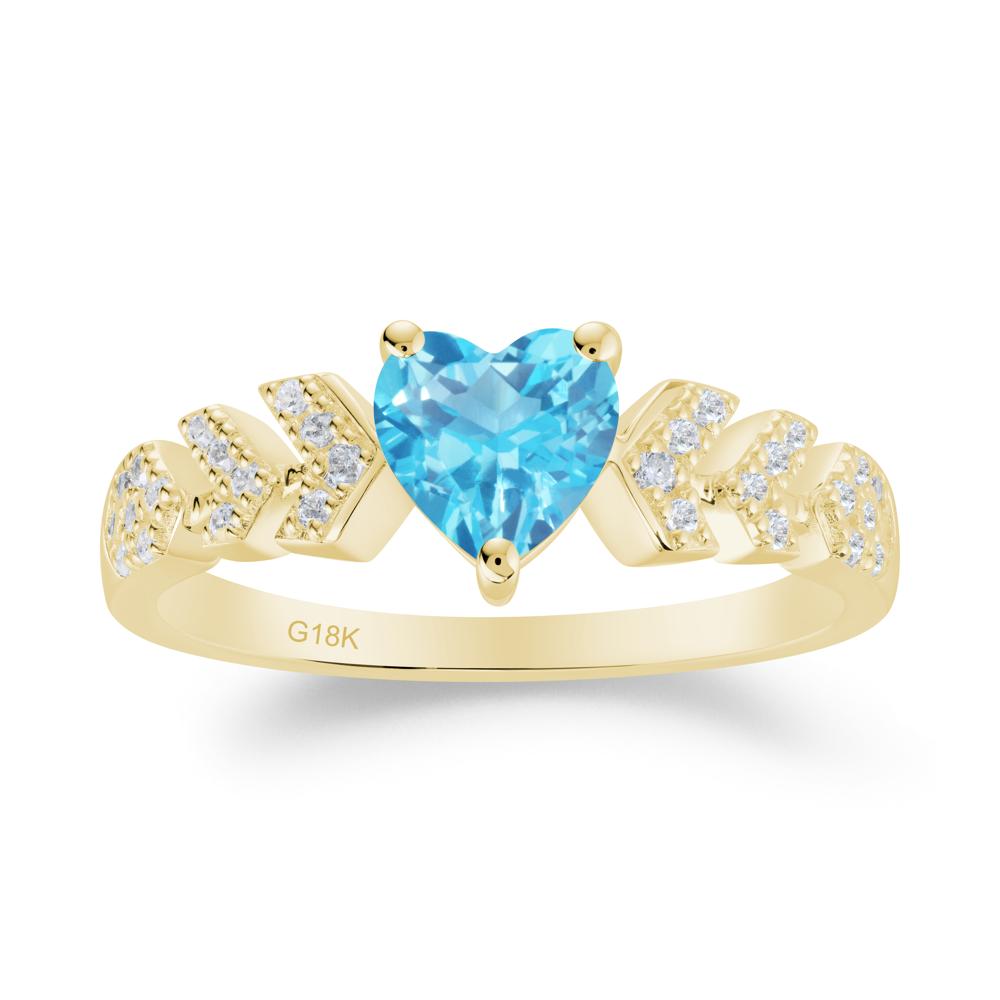Cupid Inspired Heart Swiss Blue Topaz Wedding Ring - LUO Jewelry #metal_18k yellow gold