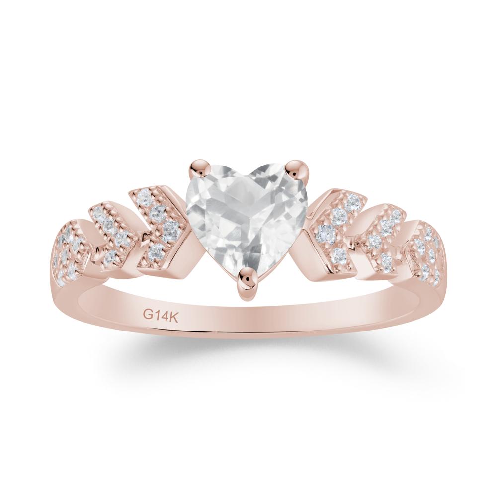 Romantic Heart Cut White Topaz Statement Ring - LUO Jewelry #metal_14k rose gold
