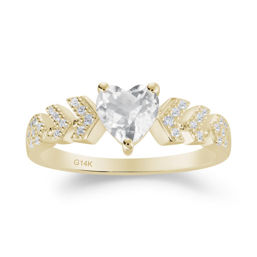 Romantic Heart Cut White Topaz Statement Ring - LUO Jewelry #metal_14k yellow gold