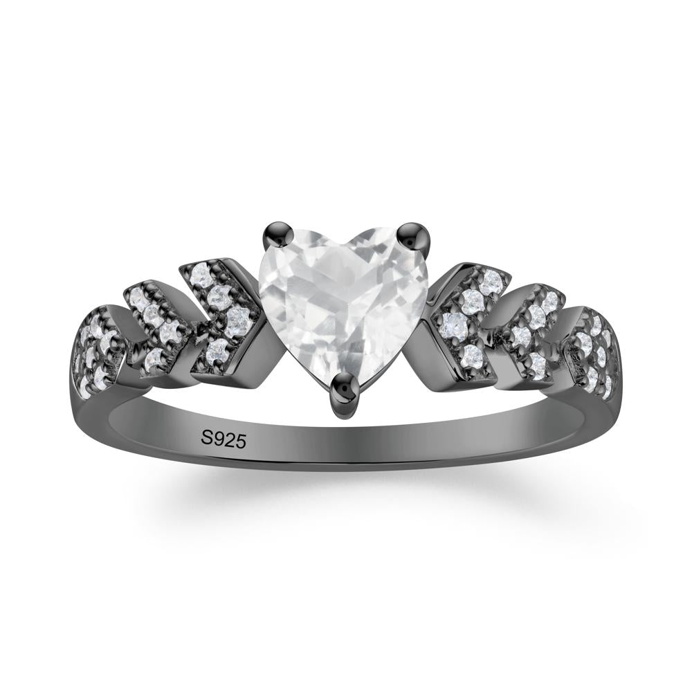 Romantic Heart Cut White Topaz Statement Ring - LUO Jewelry #metal_black finish sterling silver