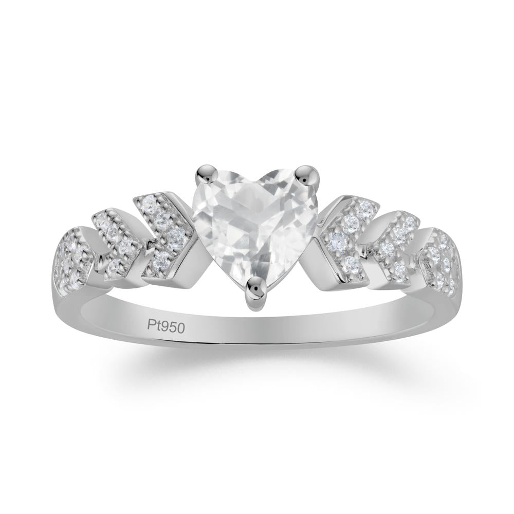 Romantic Heart Cut White Topaz Statement Ring - LUO Jewelry #metal_platinum