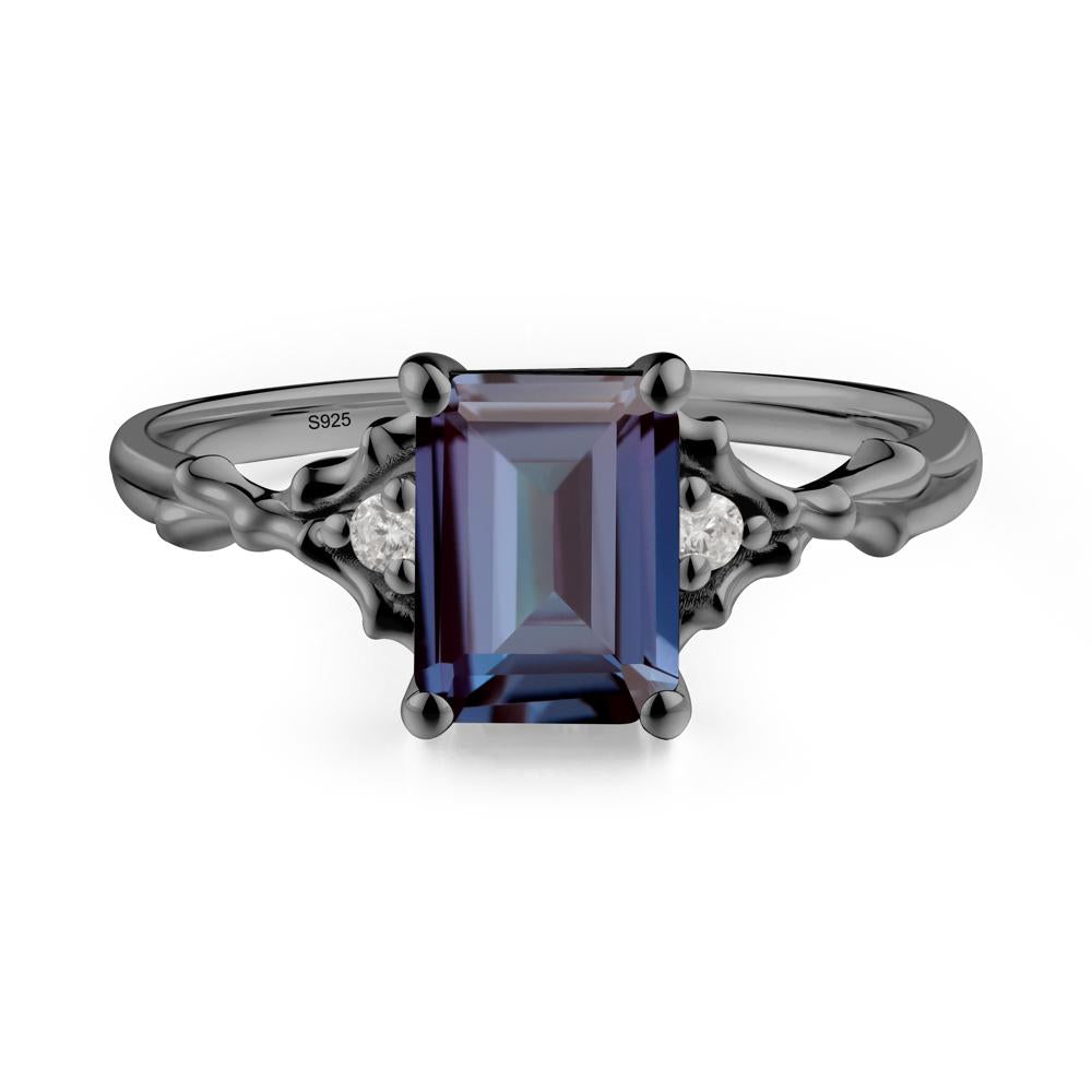 Gothic Thorn Alexandrite Twist Ring for Her - LUO Jewelry #metal_black finish sterling silver