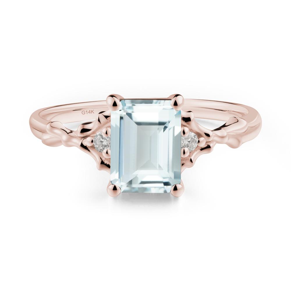 Thorn Twig Emerald Cut Aquamarine Ring - LUO Jewelry #metal_14k rose gold