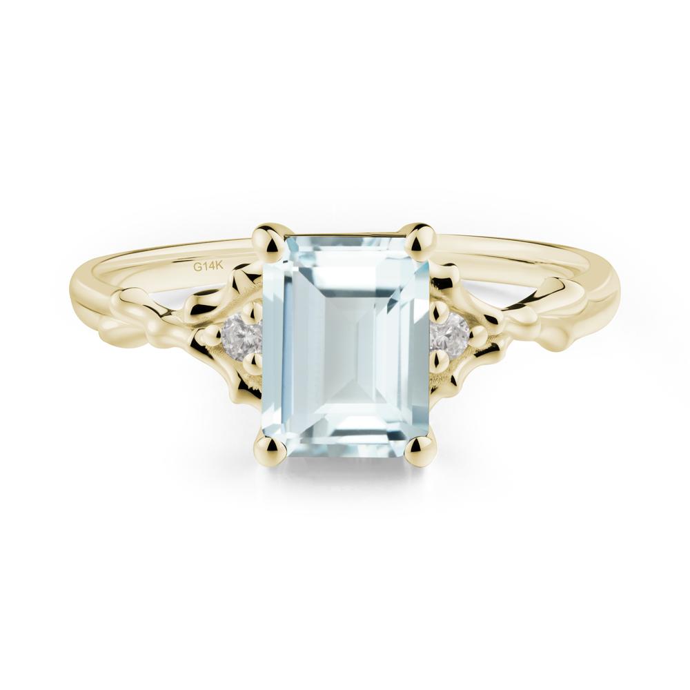 Thorn Twig Emerald Cut Aquamarine Ring - LUO Jewelry #metal_14k yellow gold