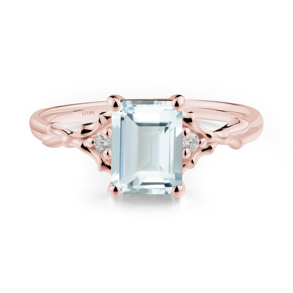 Thorn Twig Emerald Cut Aquamarine Ring - LUO Jewelry #metal_18k rose gold