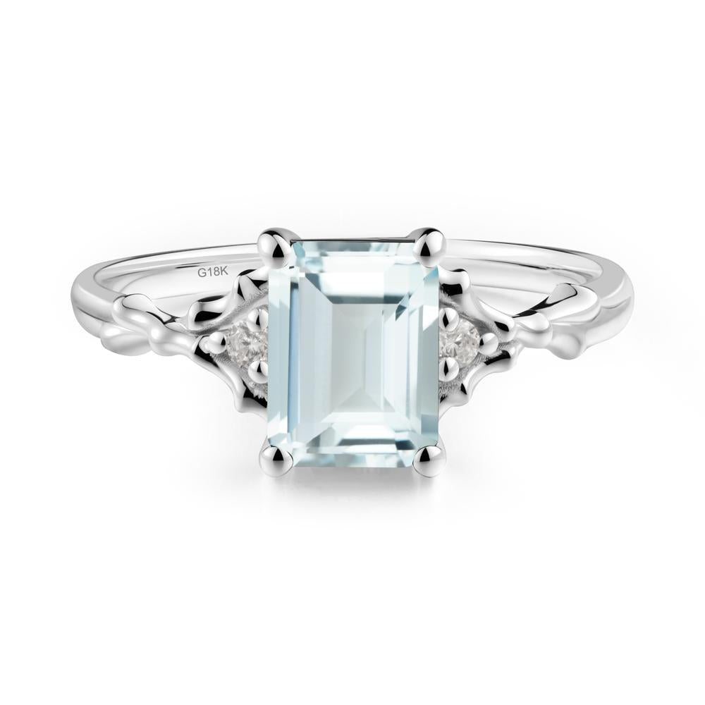 Thorn Twig Emerald Cut Aquamarine Ring - LUO Jewelry #metal_18k white gold