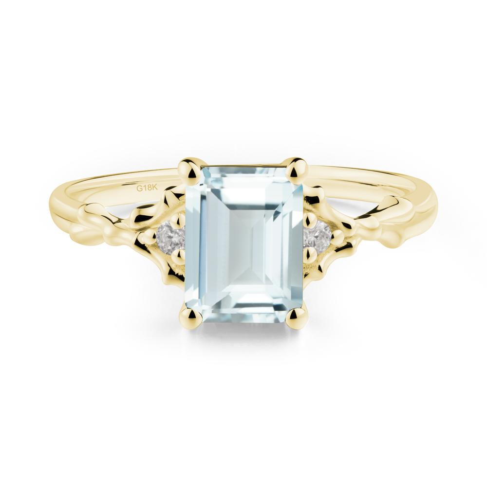 Thorn Twig Emerald Cut Aquamarine Ring - LUO Jewelry #metal_18k yellow gold