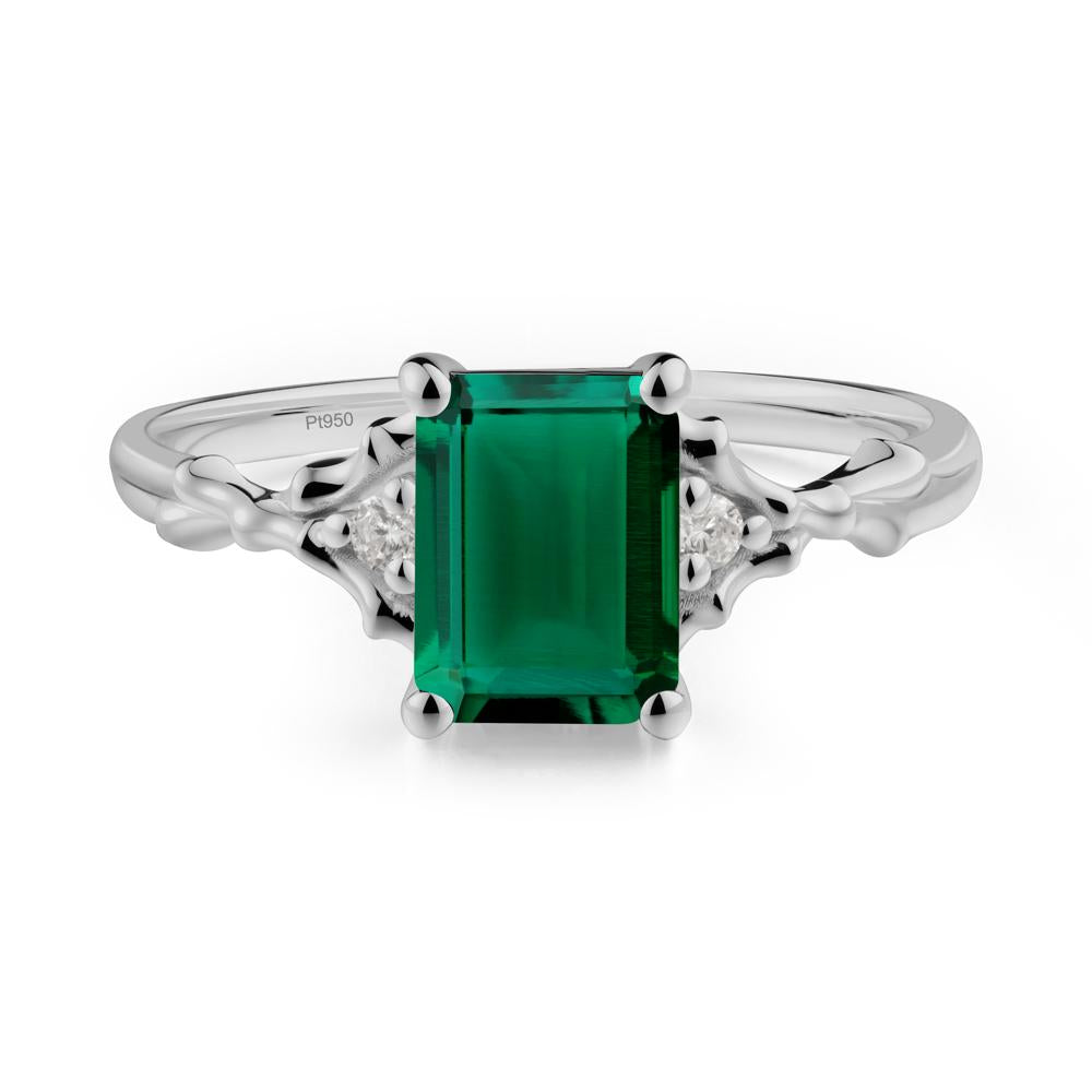 Gothic Thorn Emerald Twist Ring for Her - LUO Jewelry #metal_platinum