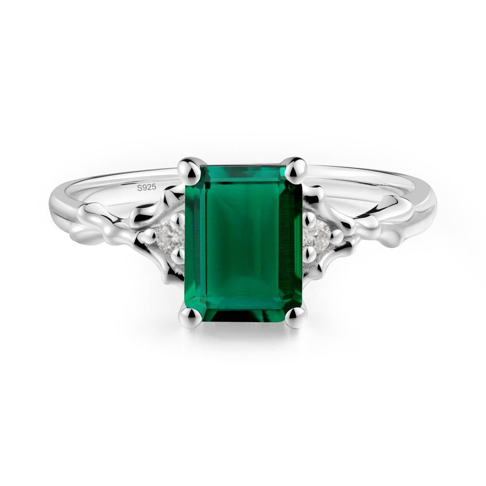 Gothic Thorn Emerald Twist Ring for Her - LUO Jewelry #metal_sterling silver