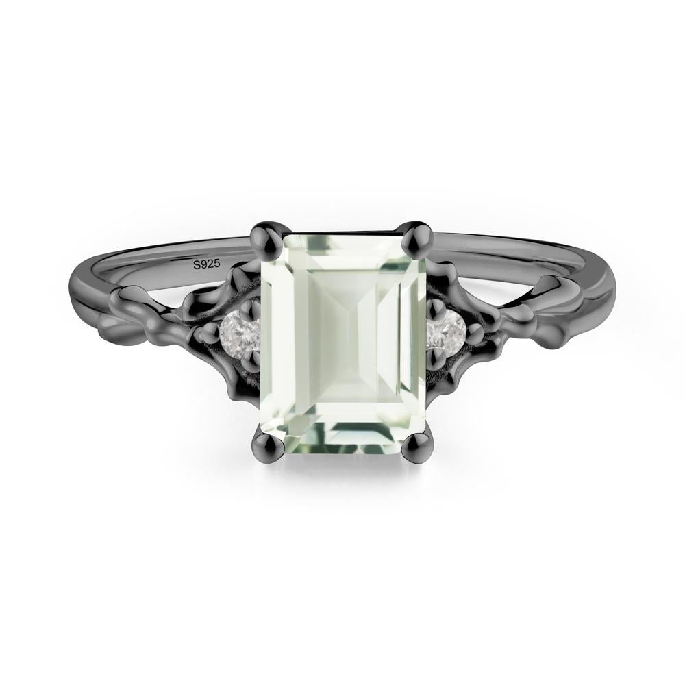 Gothic Thorn Green Amethyst Twist Ring for Her - LUO Jewelry #metal_black finish sterling silver