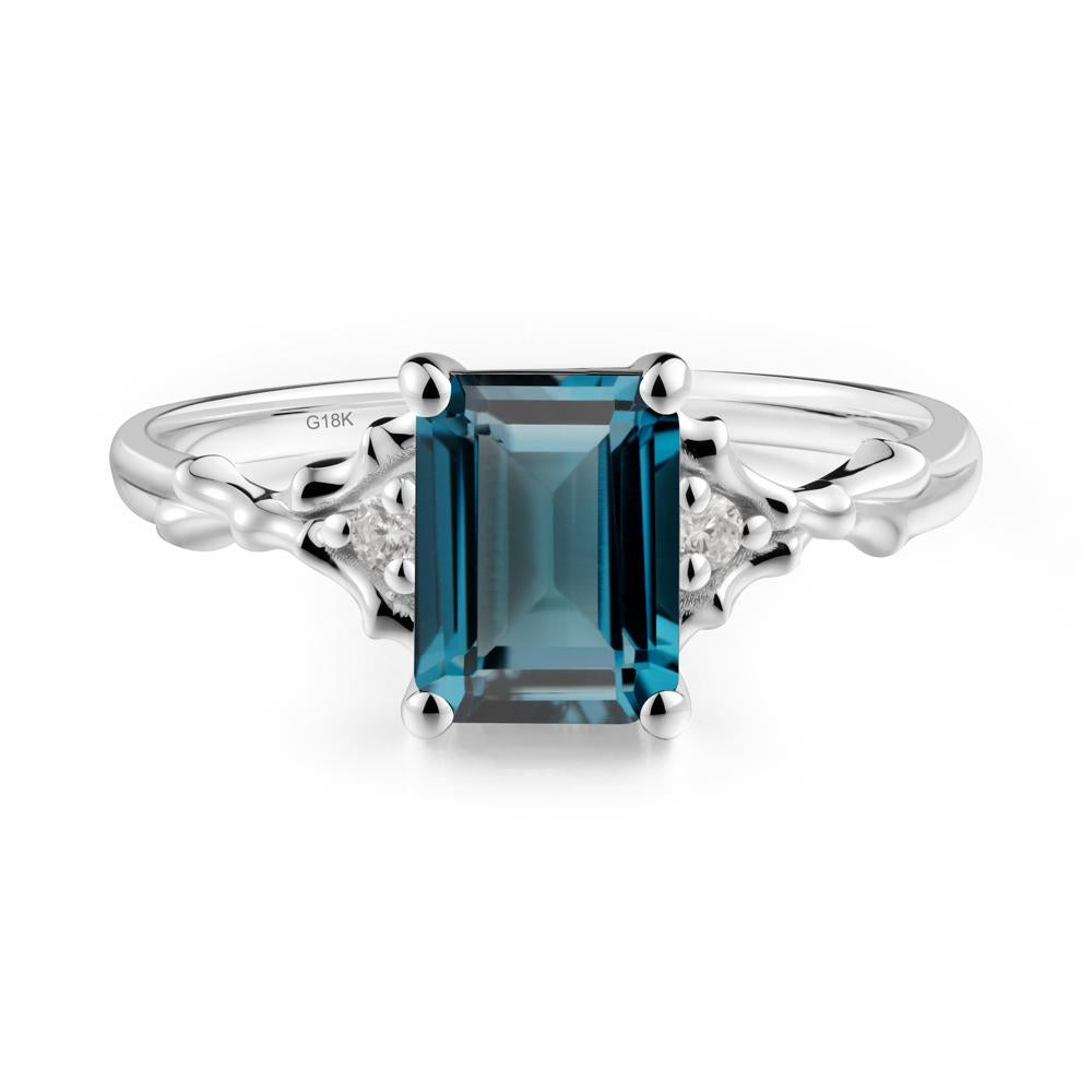 Thorn Twig Emerald Cut London Blue Topaz Ring - LUO Jewelry #metal_18k white gold