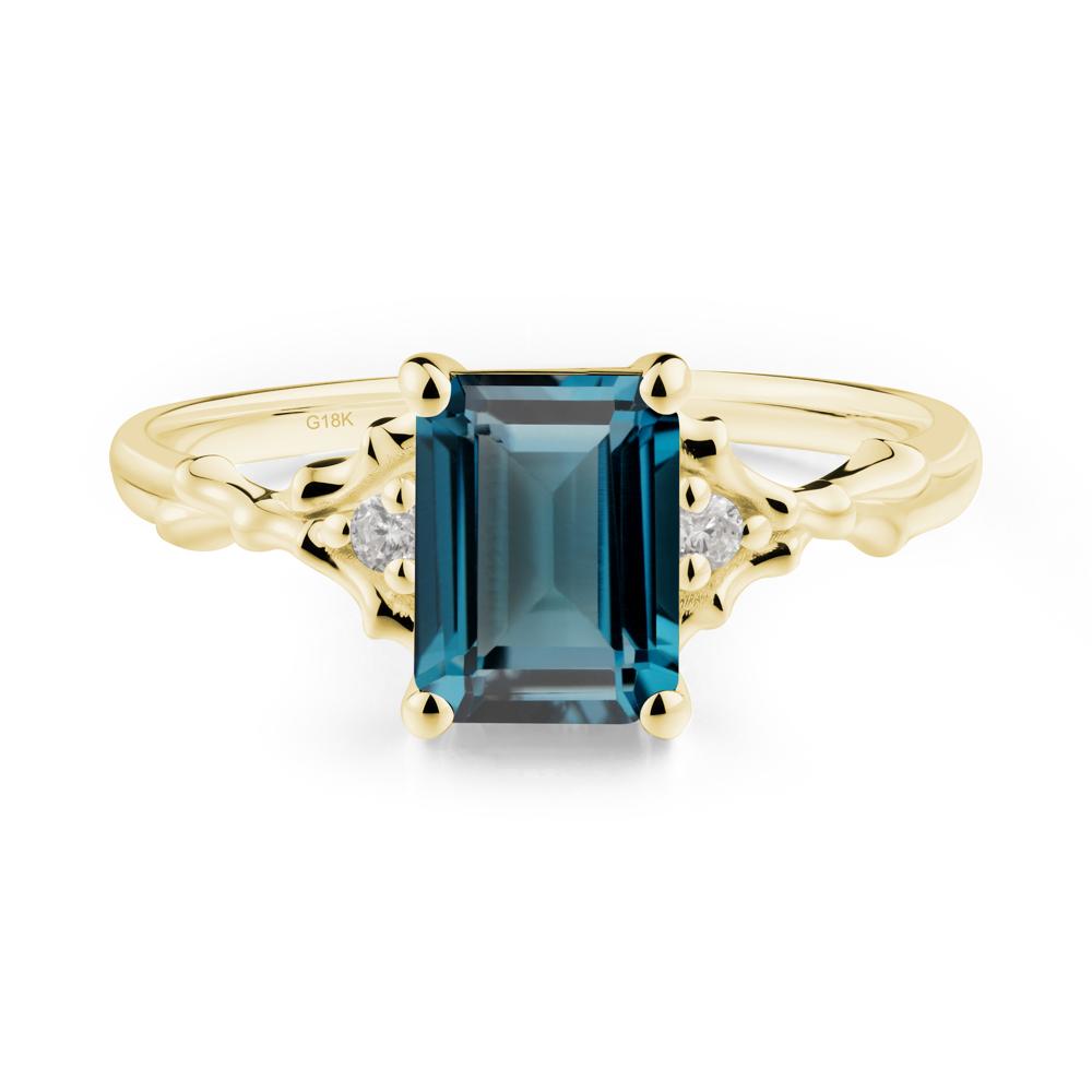 Thorn Twig Emerald Cut London Blue Topaz Ring - LUO Jewelry #metal_18k yellow gold