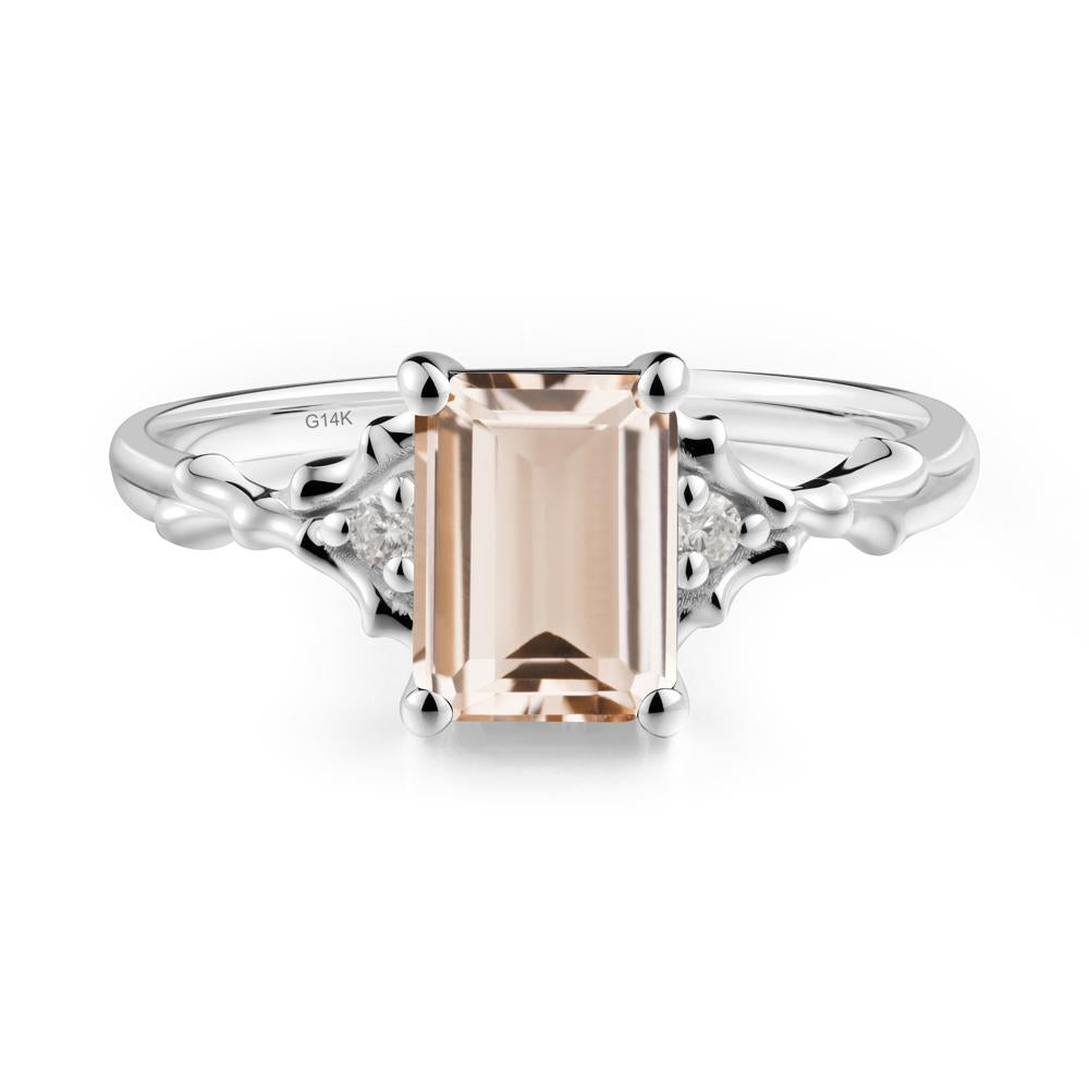 Thorn Twig Emerald Cut Morganite Ring - LUO Jewelry #metal_14k white gold