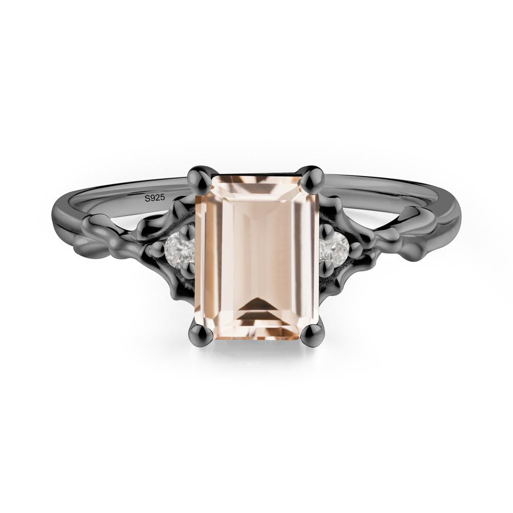Thorn Twig Emerald Cut Morganite Ring - LUO Jewelry #metal_black finish sterling silver