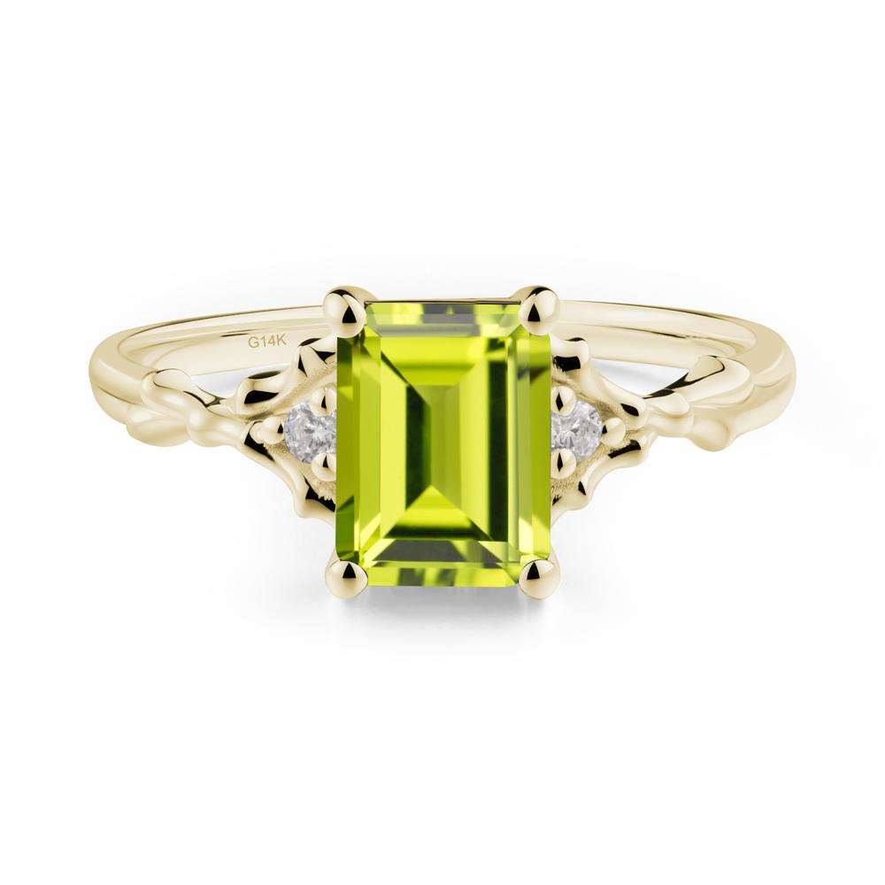 Gothic Thorn Peridot Twist Ring for Her - LUO Jewelry #metal_14k yellow gold