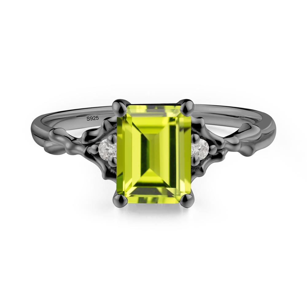 Gothic Thorn Peridot Twist Ring for Her - LUO Jewelry #metal_black finish sterling silver