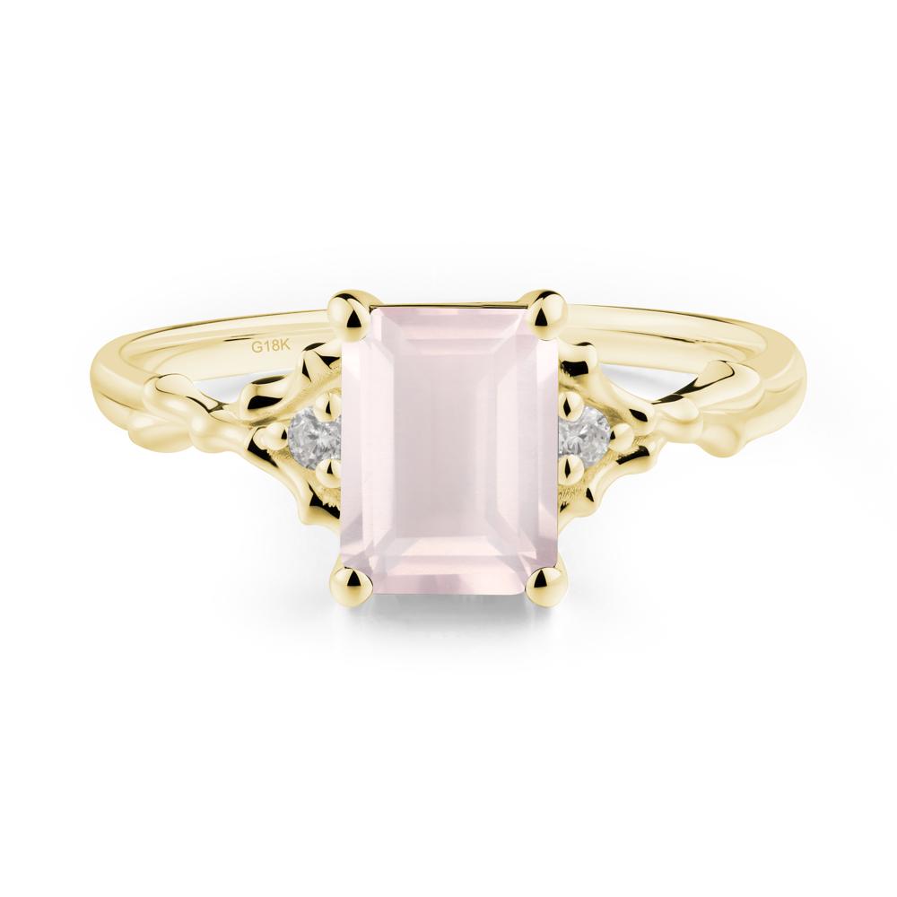 Thorn Twig Emerald Cut Rose Quartz Ring - LUO Jewelry #metal_18k yellow gold