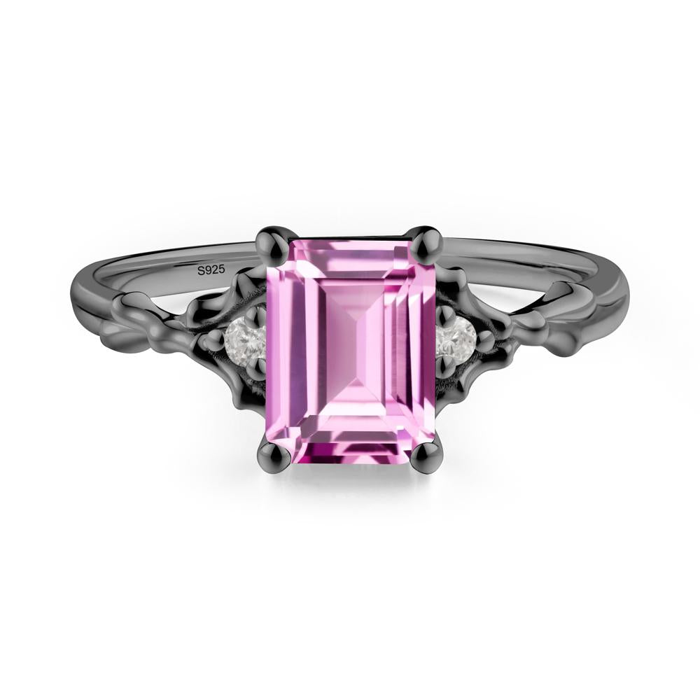 Gothic Thorn Pink Sapphire Twist Ring for Her - LUO Jewelry #metal_black finish sterling silver