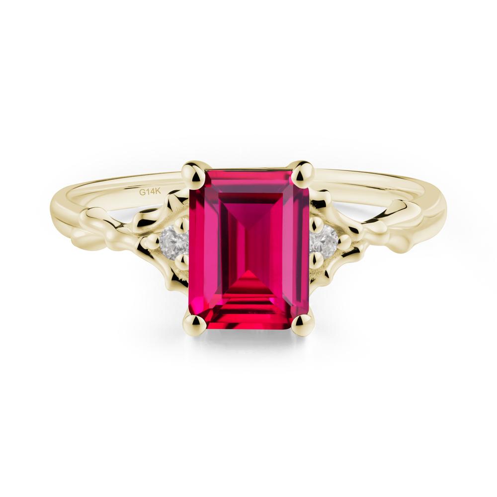 Thorn Twig Emerald Cut Ruby Ring - LUO Jewelry #metal_14k yellow gold