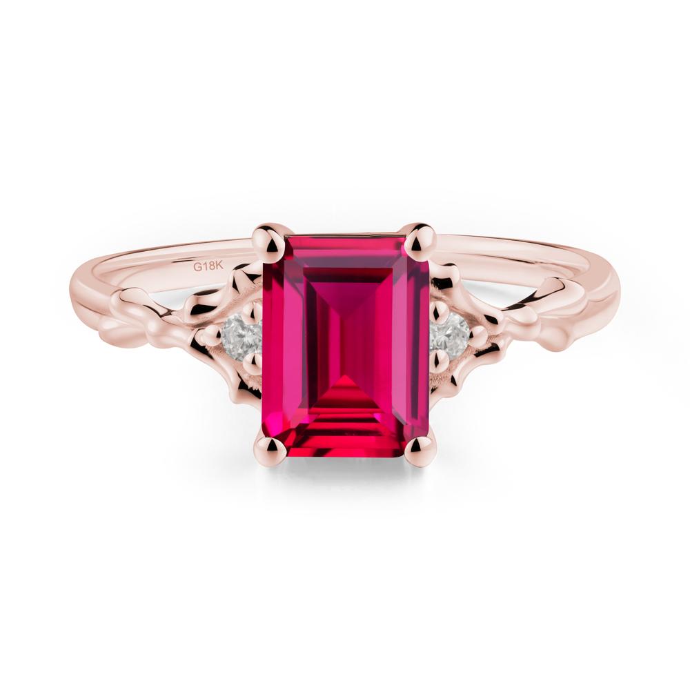 Thorn Twig Emerald Cut Ruby Ring - LUO Jewelry #metal_18k rose gold
