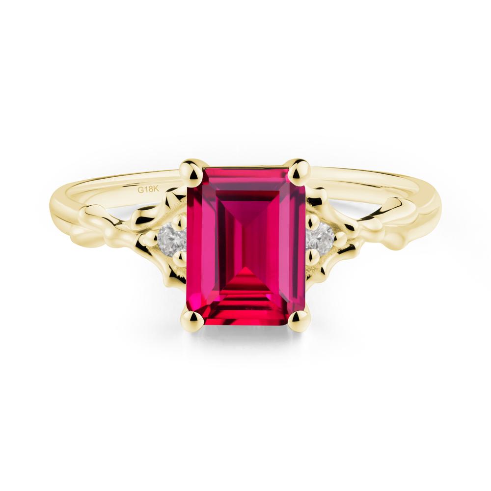 Thorn Twig Emerald Cut Ruby Ring - LUO Jewelry #metal_18k yellow gold