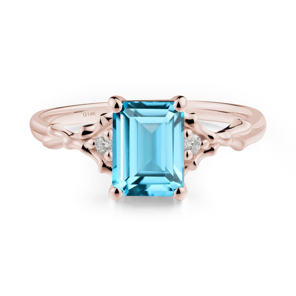 Thorn Twig Emerald Cut Swiss Blue Topaz Ring - LUO Jewelry #metal_14k rose gold