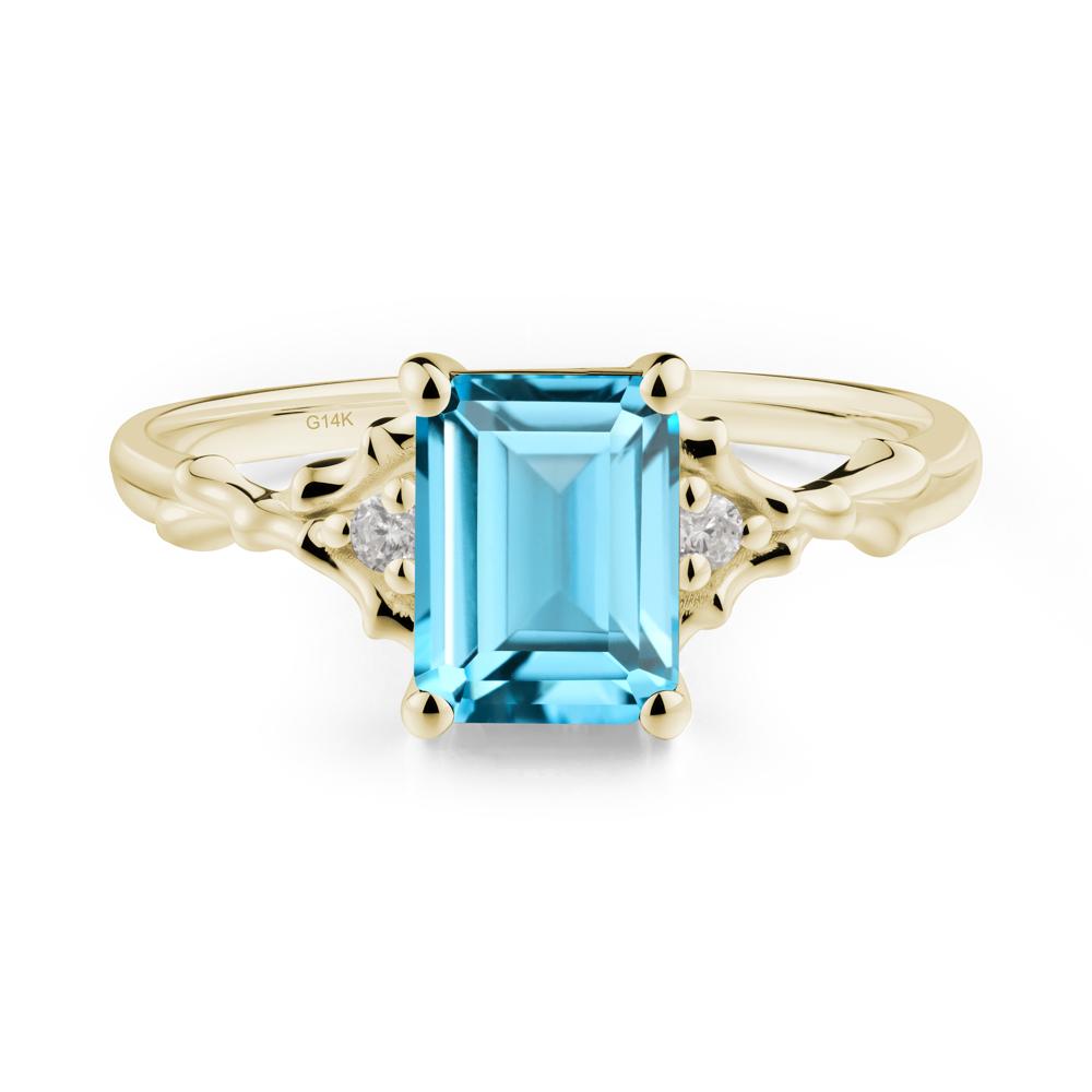 Thorn Twig Emerald Cut Swiss Blue Topaz Ring - LUO Jewelry #metal_14k yellow gold