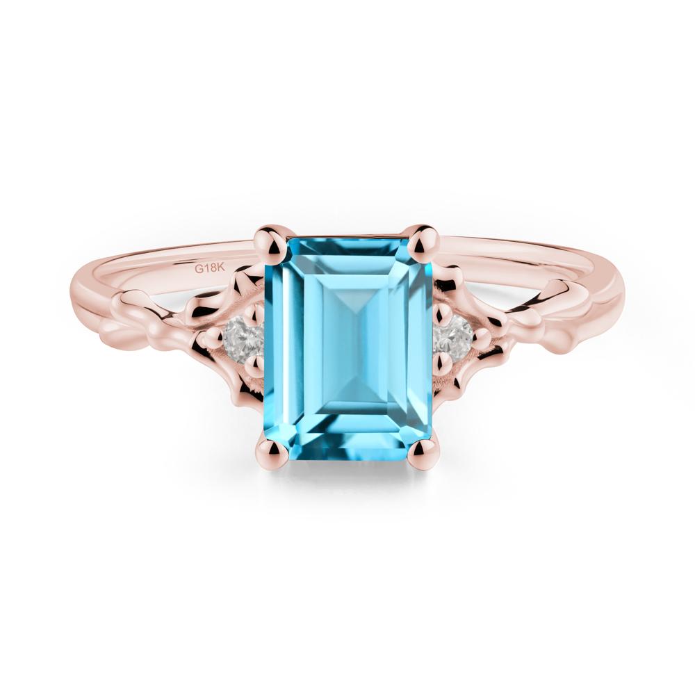 Thorn Twig Emerald Cut Swiss Blue Topaz Ring - LUO Jewelry #metal_18k rose gold
