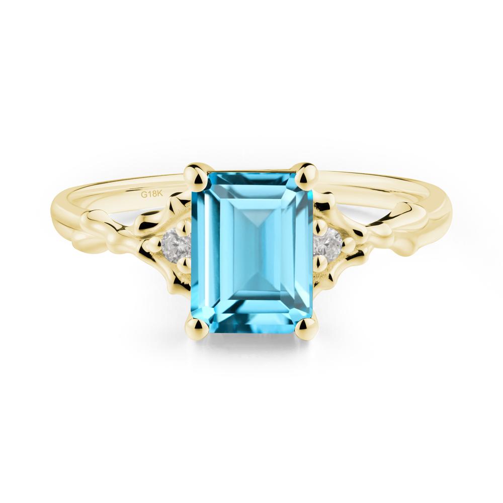 Thorn Twig Emerald Cut Swiss Blue Topaz Ring - LUO Jewelry #metal_18k yellow gold