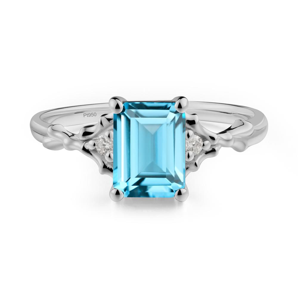 Thorn Twig Emerald Cut Swiss Blue Topaz Ring - LUO Jewelry #metal_platinum
