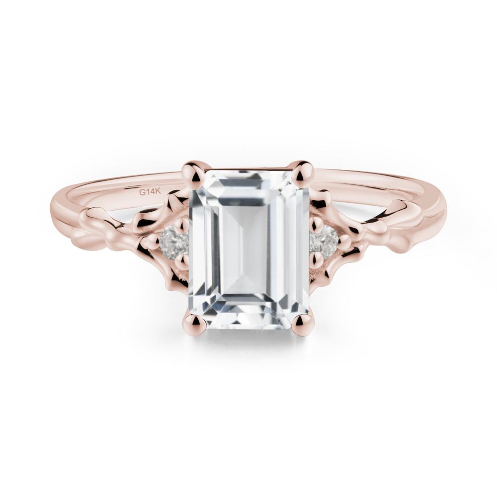 Thorn Twig Emerald Cut White Topaz Ring - LUO Jewelry #metal_14k rose gold