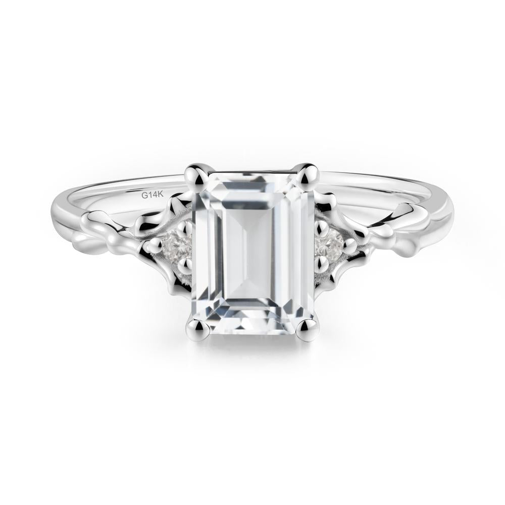 Thorn Twig Emerald Cut White Topaz Ring - LUO Jewelry #metal_14k white gold