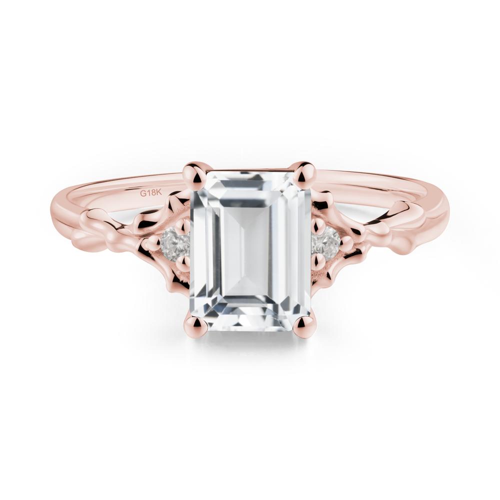 Thorn Twig Emerald Cut White Topaz Ring - LUO Jewelry #metal_18k rose gold