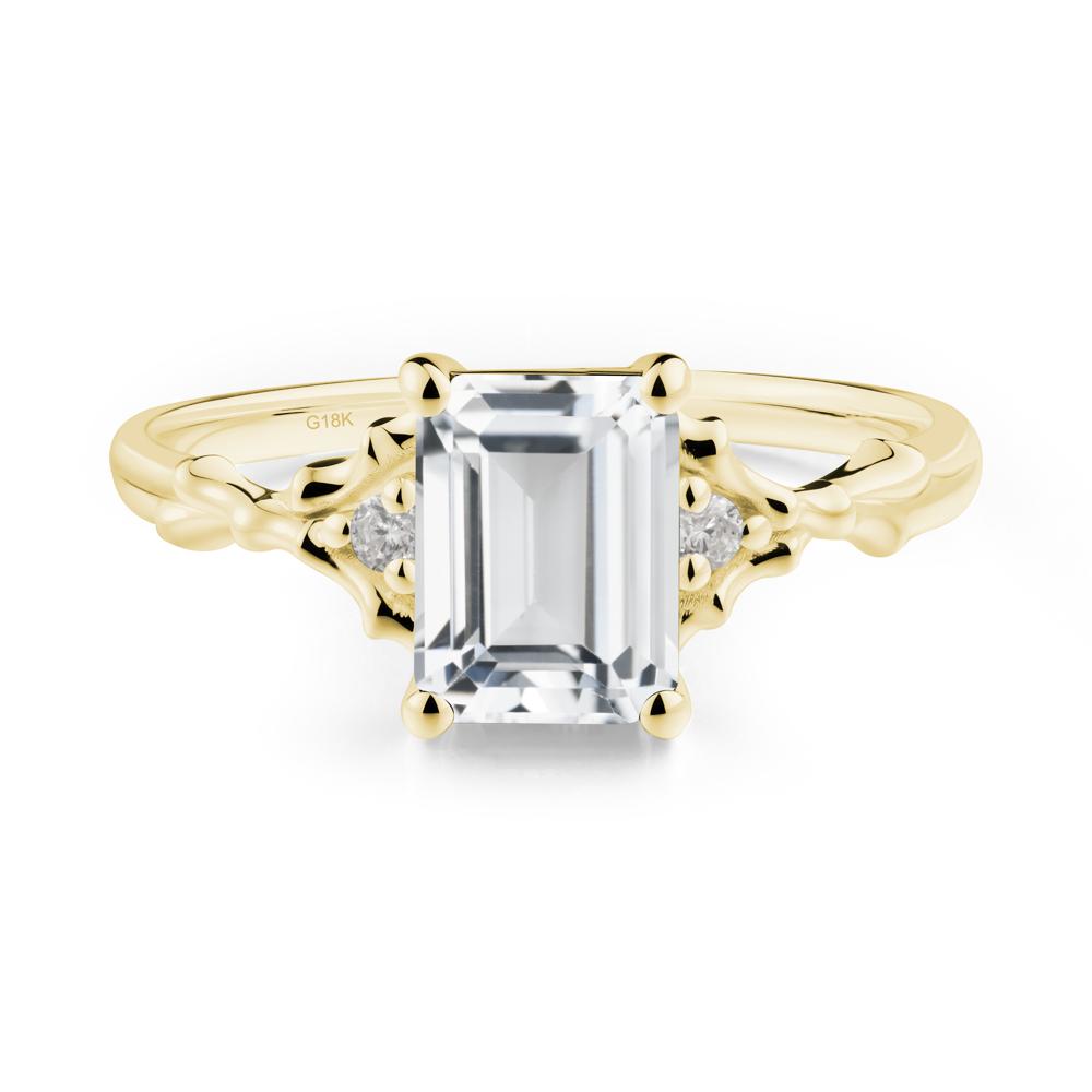 Thorn Twig Emerald Cut White Topaz Ring - LUO Jewelry #metal_18k yellow gold