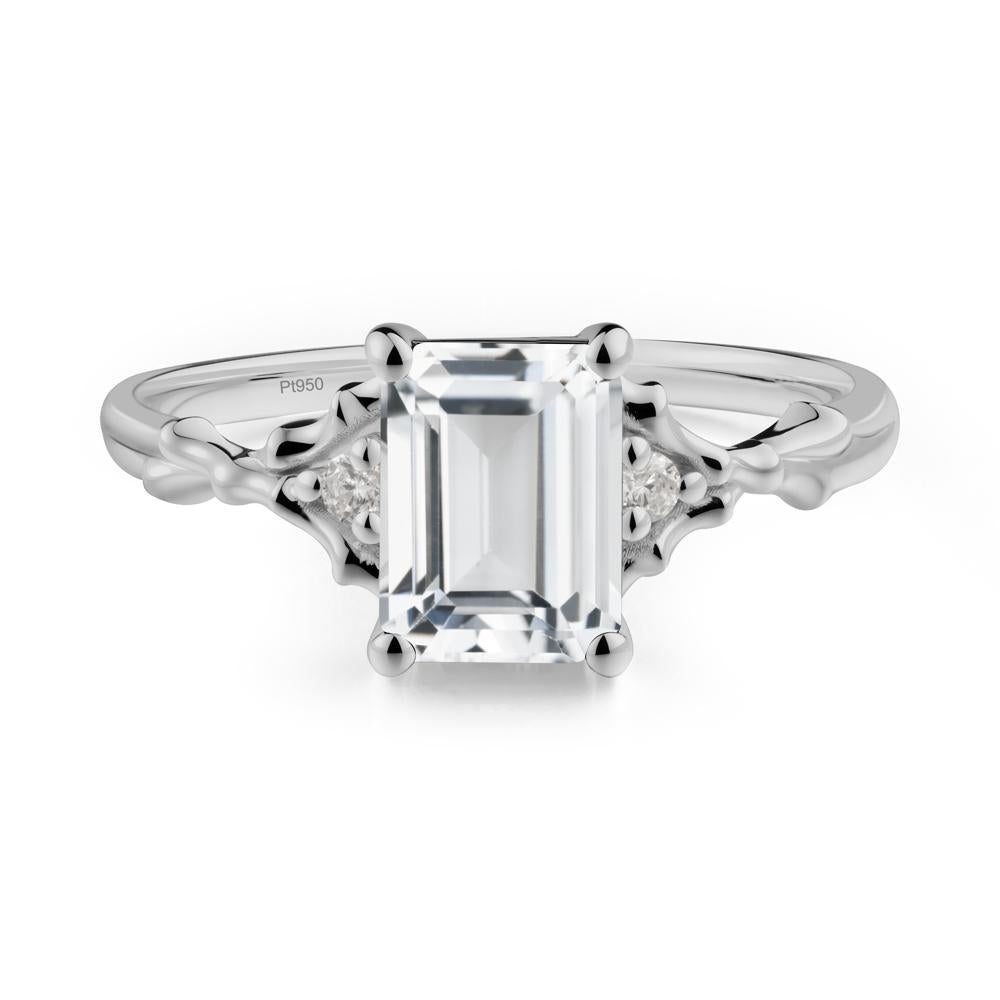 Thorn Twig Emerald Cut White Topaz Ring - LUO Jewelry #metal_platinum