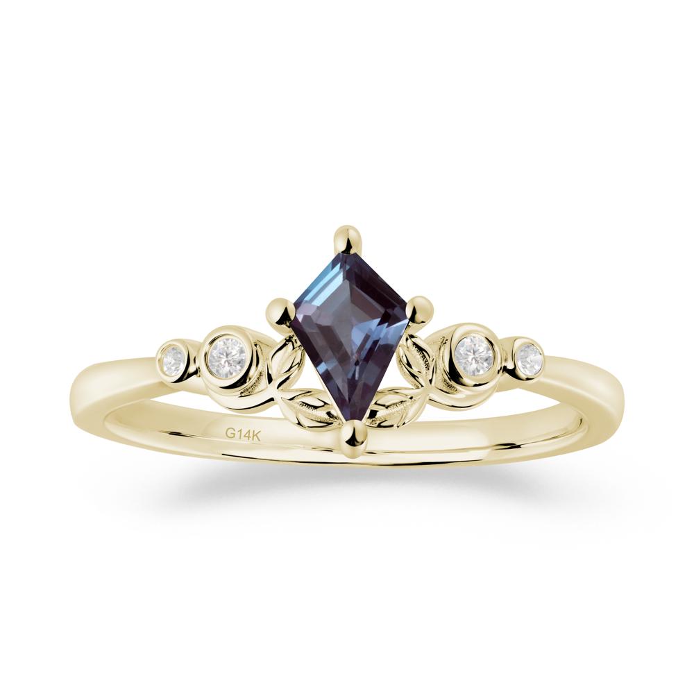 Dainty Kite Cut Alexandrite Leaf Engagement Ring - LUO Jewelry #metal_14k yellow gold