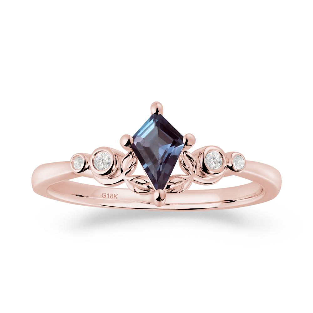 Dainty Kite Cut Alexandrite Leaf Engagement Ring - LUO Jewelry #metal_18k rose gold