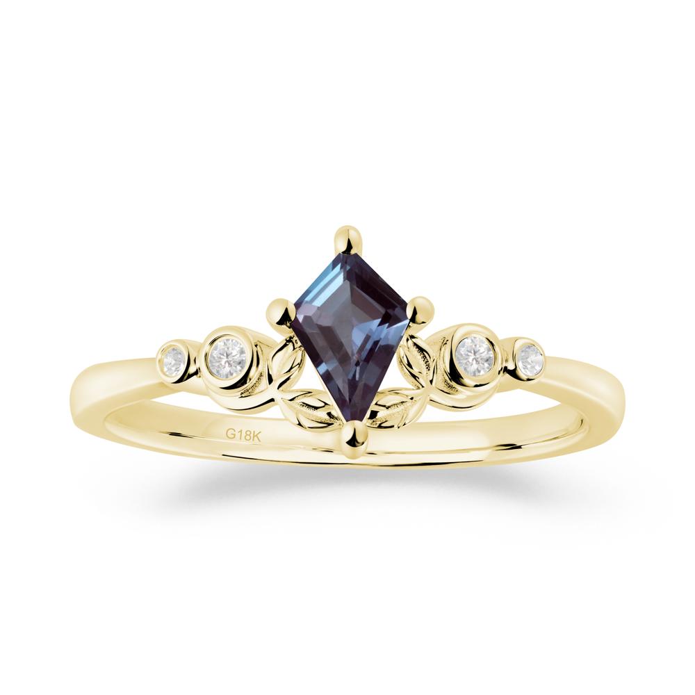 Dainty Kite Cut Alexandrite Leaf Engagement Ring - LUO Jewelry #metal_18k yellow gold