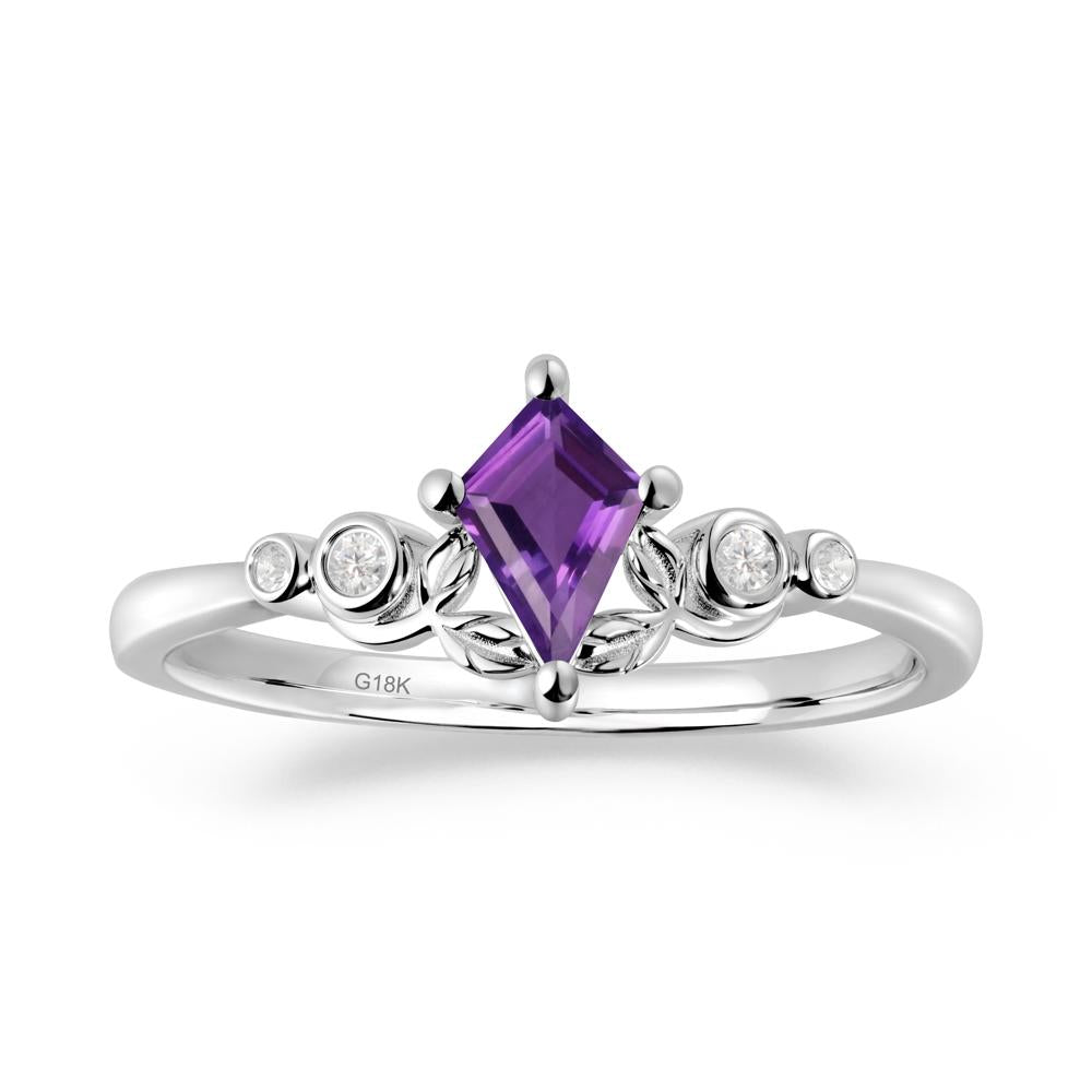 Nature Inspired Amethyst Leaf Wedding Ring - LUO Jewelry #metal_18k white gold