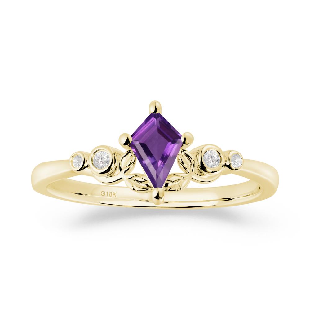 Nature Inspired Amethyst Leaf Wedding Ring - LUO Jewelry #metal_18k yellow gold