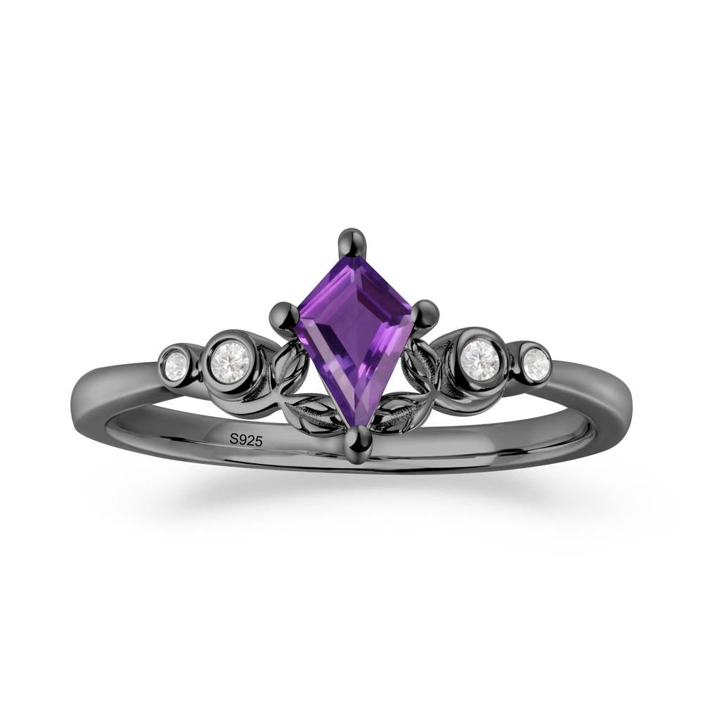 Nature Inspired Amethyst Leaf Wedding Ring - LUO Jewelry #metal_black finish sterling silver