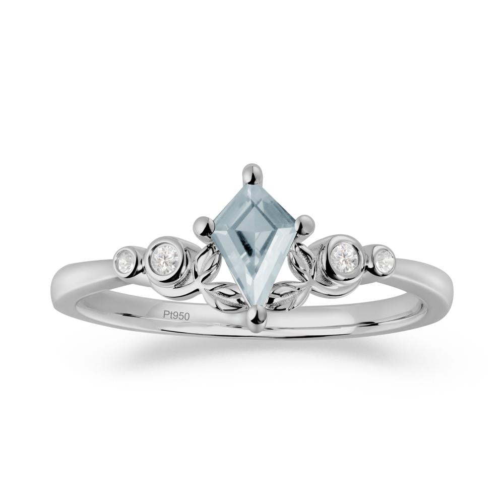 Vintage Leaf Aquamarine Ring for Women - LUO Jewelry #metal_platinum