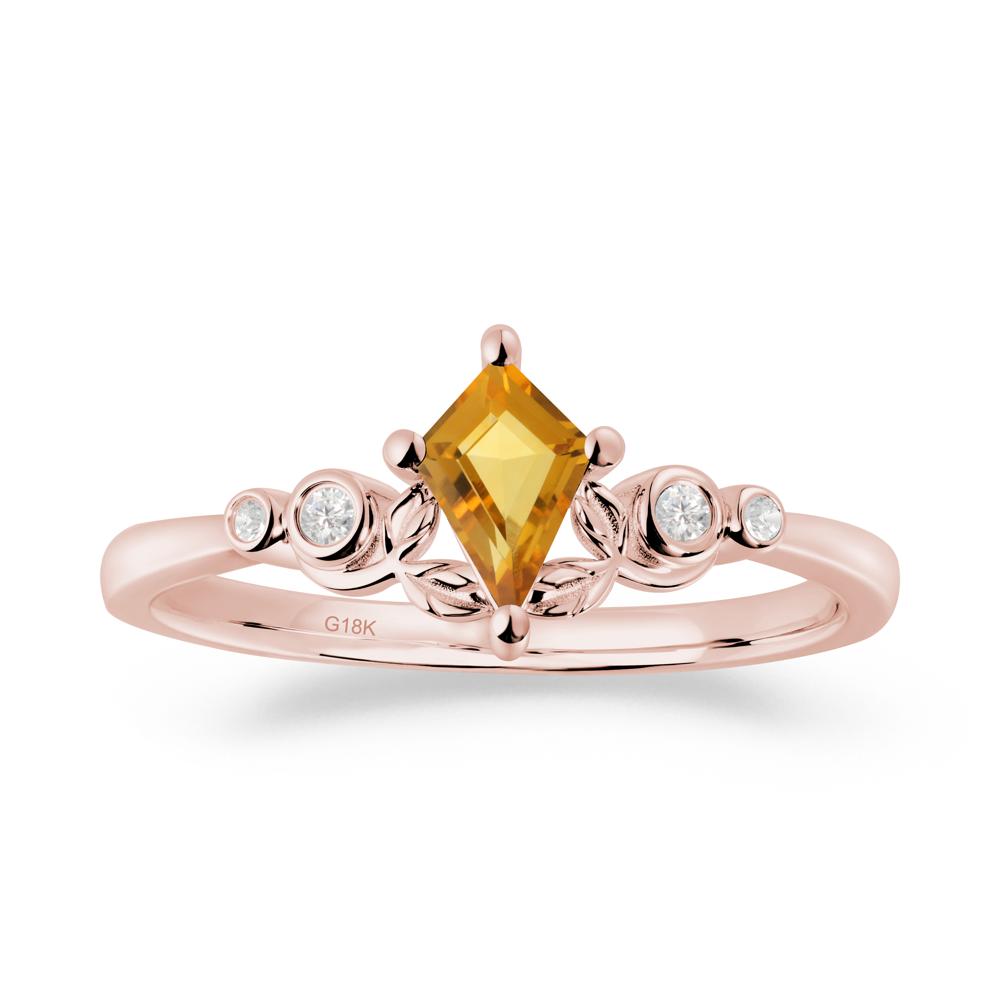 Dainty Kite Cut Citrine Leaf Engagement Ring - LUO Jewelry #metal_18k rose gold