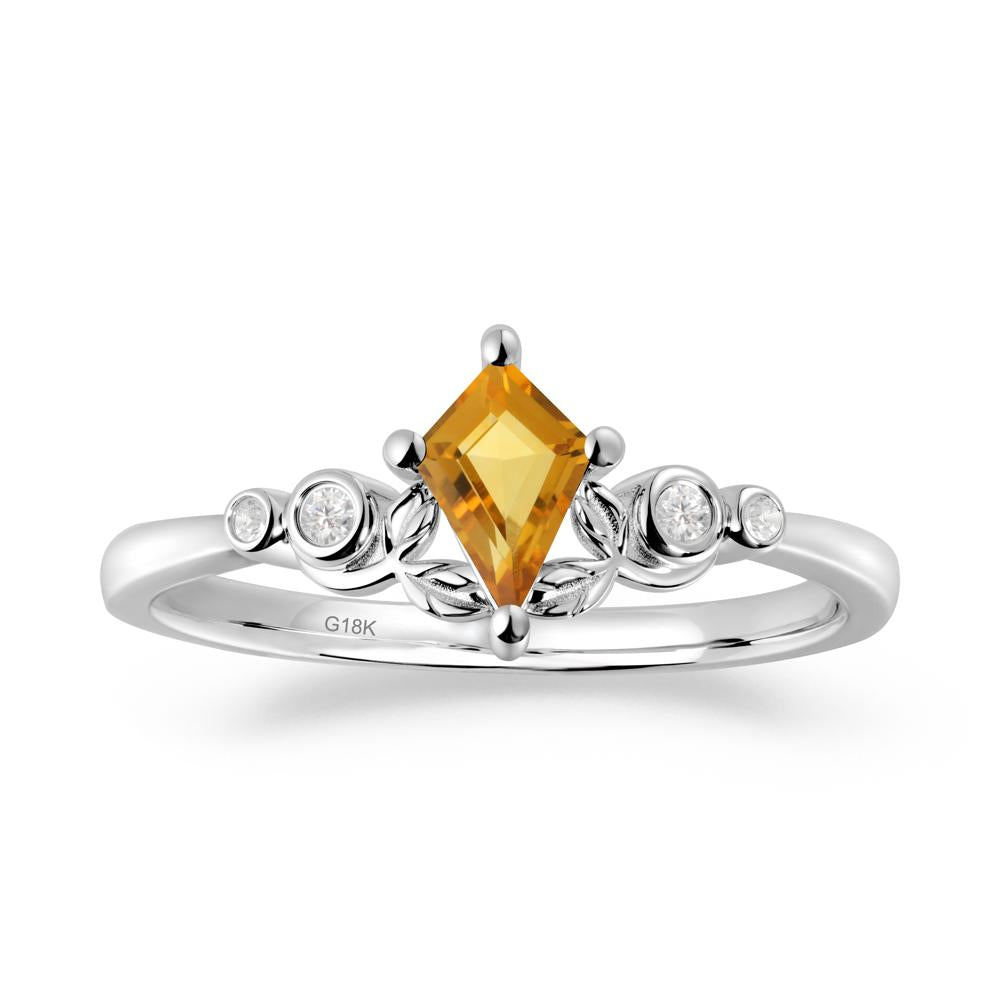 Dainty Kite Cut Citrine Leaf Engagement Ring - LUO Jewelry #metal_18k white gold