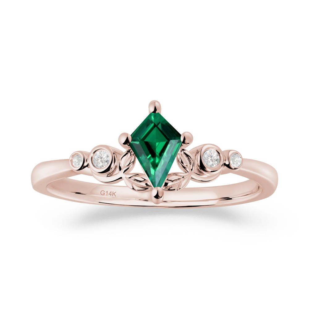 Vintage Leaf Emerald Ring for Women - LUO Jewelry #metal_14k rose gold